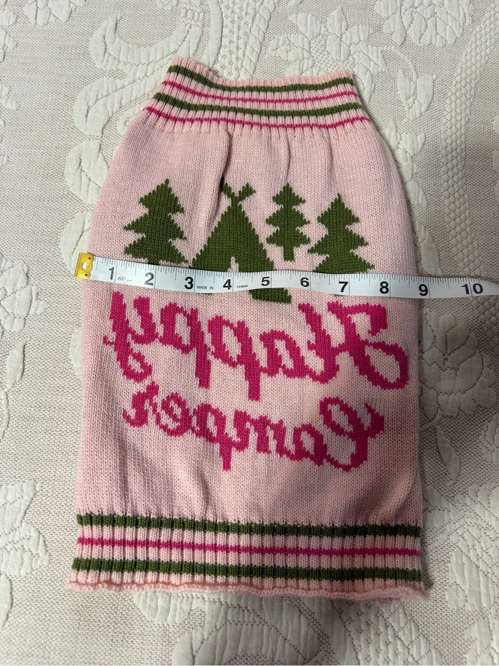Happy Camper dog sweater New - I bought this for my grand-dog - too small